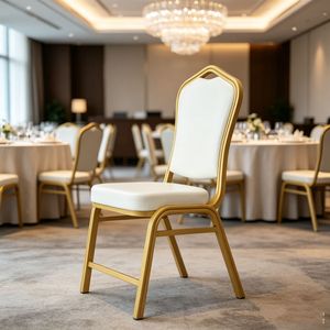 Upholstered Soft Heavy Duty PP Resin Banquet Golden Chair for Wedding Hall
