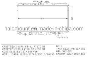 Corolla'88-92 Ae92 Mt Auto Cooling System Parts Aluminum Radiator