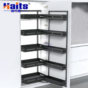 Double Side Linkage Tall Cabinet Pull out Grocery Storage Steel Basket