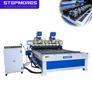 Promotion Price 2030 2040 4 Axis CNC Wood Carving Chair Legs Engraving Router Machine with 8PCS Spindles on 2heads for Furniture