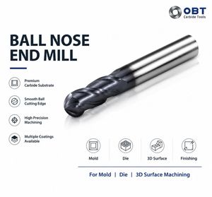 China Factory HRC45 Altin Coated Carbide Ball Nose End Mill 2 Flute CNC Milling Tool