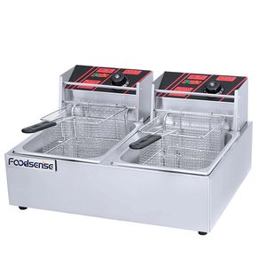 Table Top Smokeless Restaurant 2 Tank 2 Basket Kitchen Equipment Electric Chip Fries Chicken Fryer Machine