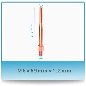 Conductive Nozzle M6*69*1.2 Conductive Nozzle Conducting Nozzle Welding Torch Consumables Welding Contact Tip Chrome-Zirconium Copper Contact Tip Crzrcu Nozzle
