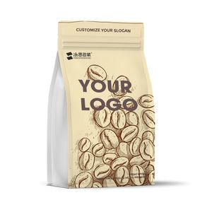 Customized Printed Coffee Shop Empty Coffee Bean Tea Packaging Bag Flat Box Bottom Coffee Bag with Valve and Zipper