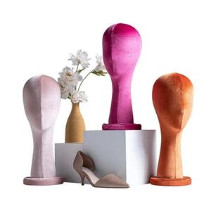 Head Hat Holder Headband Display Velvet Head Mannequin Heads with Base for Wig Display Rack