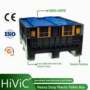 Large Heavy Duty HDPE Plastic Die Casting Pallet and Lid for Collapsible Pallet Bulk Container Pallet Sleeve Box