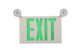 2 Pack Green LED Exit Sign with Emergency Lighting Battery Backp -Two LED Adjustable Head -Exit Lighting -Dual LED Lamp ABS Fire Resistance