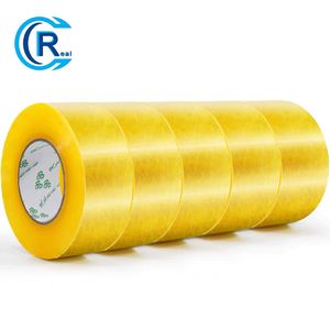 Waterproof BOPP OPP Custom White Acrylic Strong Crystal Clear Transparent Adhesive Gum Film Jumbo Rolls Packaging Box Sealing Shipping Packing Logo Printed Tape