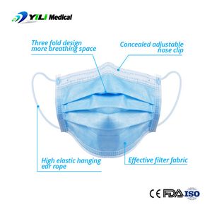 Factory Supply 3 Ply Medical Filter Medical Earloop Disposable Face Mask