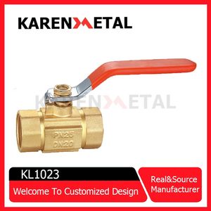 Durable Brass Ball Valve for Water, Oil, and Gas with Red Handle