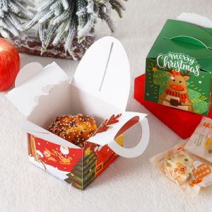 Christmas Apple Red/Green Paper Gift Candy Gift Package Decorations Package High Quality Lid and Base Cardboard Box with Paper Bag