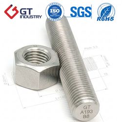 M6*100mm1/2 410 Nace Mr0175 A2 A4 Thread Rod Stainless Steel Gr8.8 10.9 12.9 DIN938 Oil Power Energy 6acra Stainless Steel 304 316 Stud Bolts for A193 B8