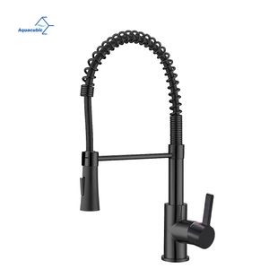 Aquacubic Spring Kitchen Tap Faucet Sink Stainless Black Pull out Kitchen Faucet