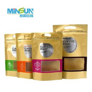 Kraft Paper Bag for Branding Packaging Custom Printed Zipper Seal Eco-Friendly Moisture-Proof with Durable Material 100PCS