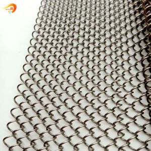 Golden Decorative Metal Coil Drapery / Chain Link Wire Mesh Curtain