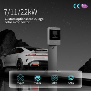 Type1/Type2/Gbt/Nacs Electric Car AC 7/11/22kw Floor-Standing Charging Station Solar EV Charger