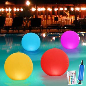 14 Inch Floating Inflatable Pool Ball Lights Solar Powered Waterproof with 16 RGB Color for Outdoor Swimming Pool