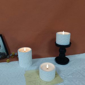 Real Wax Material Stunning Flameless Decorative Light Cement LED Candles Set with Warm Illumination