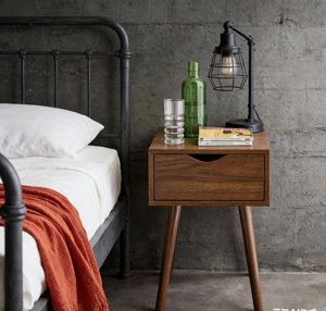 Compact Solid Wood Bedside with Clean Lines and Stable Four-Leg Base for Master Bedroom Nightstand Setup