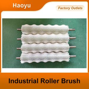 White Nylon Roller Brush Conveyor Industrial Brush Roller Brush for Egg Cleaning Machine Use Food Cleaning and Peeling Nylon Roller Brush
