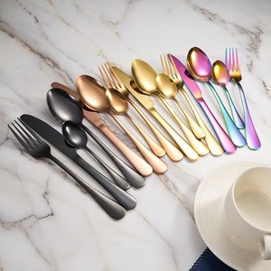 Multi-Colors Rainbow Color Custom 72 PCS Stainless Steel Flatware Set with Wooden Box