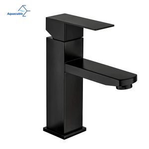Aquacubic Upc Certified Single Hole Faucet Wash Basin Vanity Bathroom Water Tap Chrome Matte Black