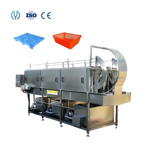 Industrial Plastic Basket Cleaning Machine Continuous Tunnel Turnover Crate Tray Pallet Washer