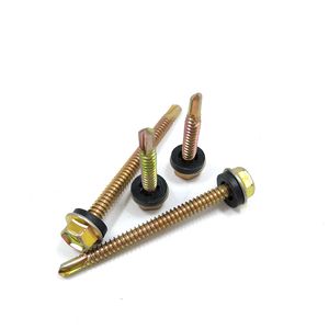 Fastener Screw Metal Yellow Zinc Plated Galvanized DIN7504 Self Drilling Screw with Washer Hex Head Tek Screw