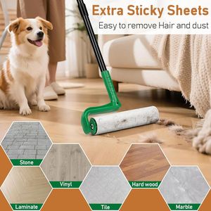 High Quality One-Time Use 10inch Ultra -Large Surface Manual Lint Roller for Carpet Sticky Roller Aluminum Telescopic Aluminum Pole Floor Lint Roller