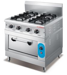 China Economical Stainless Steel Cooker Kitchen Equipment Cooking Range 4 Burners Gas Stove with Gas Oven