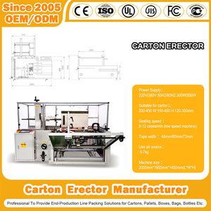 High Speed Automatic Inline Rotary Arm Packaging Film Shrink Stretch Automatic Pallet Wrapping Glue Type Case/Box/Bag/Carton Erector Machine for Box/Case
