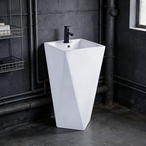Ceramic Pedestal Basin Modern Bathroom Wash Sink