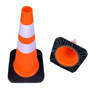 750mm PVC Traffic Safety Cones, Reflective Black Base Road Parking Cone