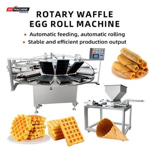 Multi-Functional Rotary Waffle Egg Roll Machine Automatic Feeding Ice Cream Cone Maker