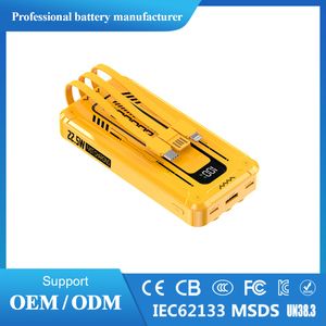 High Capacity 20000mAh Power Bank Fast Charging LED Display QC 3.0 Pd 22.5W USB C Output Powerbank Built in 3 Cables