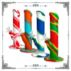 10 Inches Straight Silicone Tube Pipes Rainbow Color Silicone Smoking Water Pipe