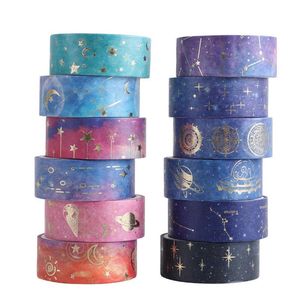 Starry Sky Series Hot Stamping Washi Tape Paper Washi Tape Set Hand Account Stickers DIY Decorative Stickers 12 Rolls