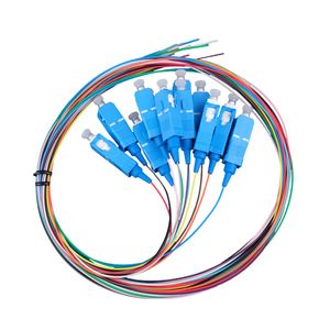 12 Core Bundle Fiber Optic Pigtail Sc FC LC Connector Single Mode Multimode 10g Om3 12 Color 1.2m Cable