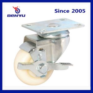 2.5" to 5" White Nylon PP Caster Wheel with Brake