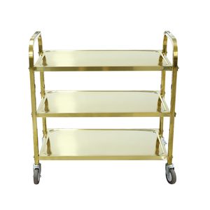 Daosheng Gold Plated Catering Banquet Serving Cart 3-Tier Hotel Room Bar Trolley