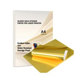 Waterproof Pet Vinyl Sticker Paper Roll Glossy Gold Laser Printable Self-Adhesive for Food Use