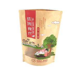 Various Food Packaging Bags Stand up Zip Lock Kraft Paper Packaging Stand up Pouches with Clear Window Craft