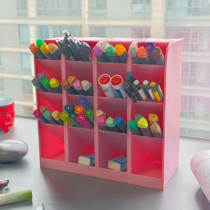 Desktop Pencil Holder Makeup Brush Angled Office Student Stationery Storage Box Slanted Pen Organizer Angled PP Student Desk Home Office