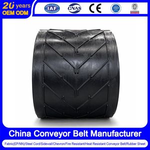 Customized Pattern Height Type Chevron Rubber Conveyor Belt Ep Mining Industrial Ribbed Figured Flat Steel Cord Fabric Belt for Sand Gravel Rock Stone Crusher