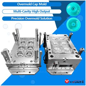 Two Shot Double Plastic Injection TPE Overmolded PP Cap 2K Plastic Injection Overmolding Parts and Mold Tool