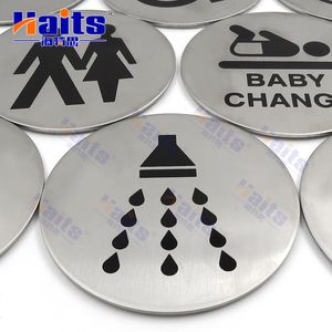 Self Adhesive Stainless Steel Round Metal Shower Room Door Sign Plate
