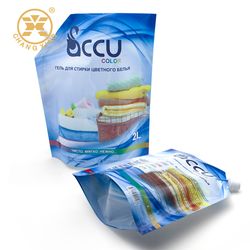 Big Volume 2L Laundry Detergent Packaging Plastic Stand up Leak Proof Spout Bag