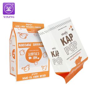 Eco Friendly Disposable Grease Proof Recyclable Popcorn Packaging Bag Foldable Microwave Paper Popcorn Bag with Your Own Logo