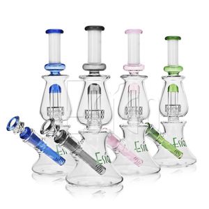 Esigo 10 Inch Matrix Perc Glass Water Pipe Beaker Base Smoking Hookah with Colorful Mouthpiece