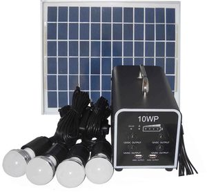 Portable Solar Home Lighting System 10W 20W DC Solar Power Kit with 4 LED Bulbs and USB Phone Charger for off-Grid Indoor Outdoor